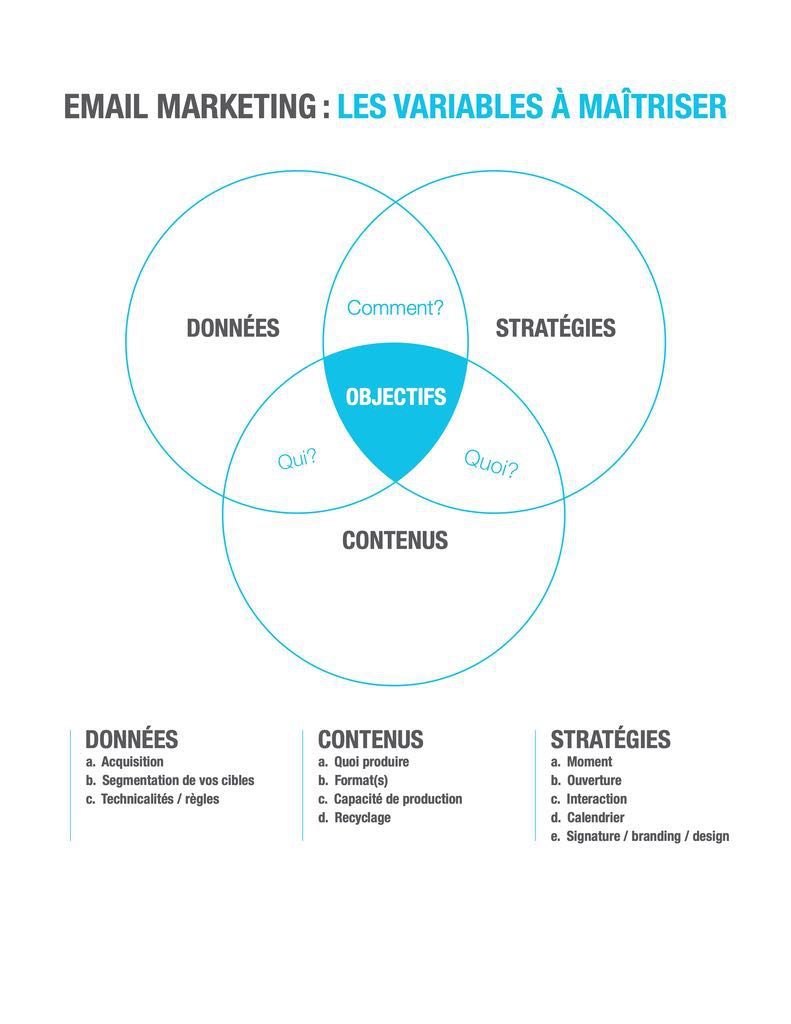 Les variables à maîtriser : données, stratégies et contenus.