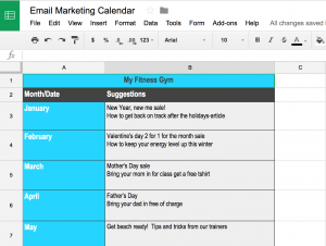 Email marketing calendar