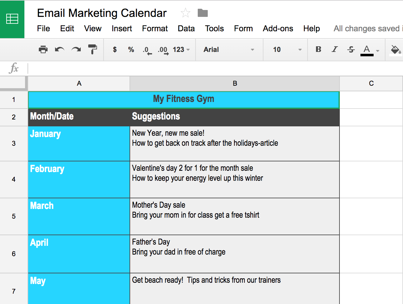 Email Marketing Calendar