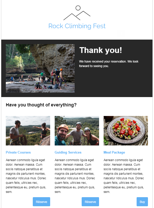 Email - Rock Climbing Festival - Thank you!