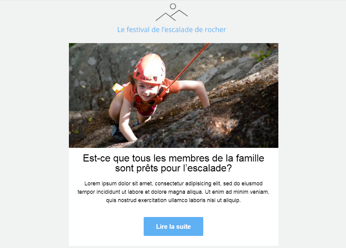 Infolettre - Est-ce que tous les membres de la famille sont prêts pour l'escalade - Le festival de l'escalade de rocher.