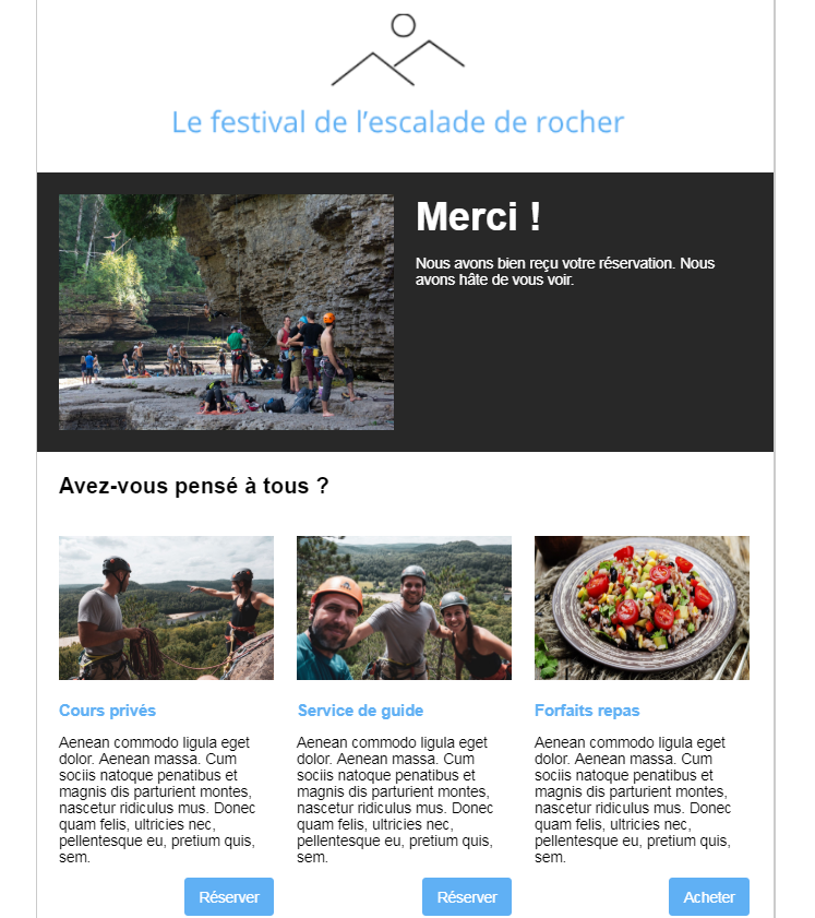 Infolettre - Avez-vous pensé à tous? - Le festival de l'escalade de rocher.