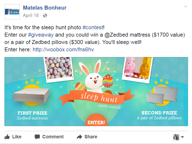 Facebook post - Matelas Bonheur