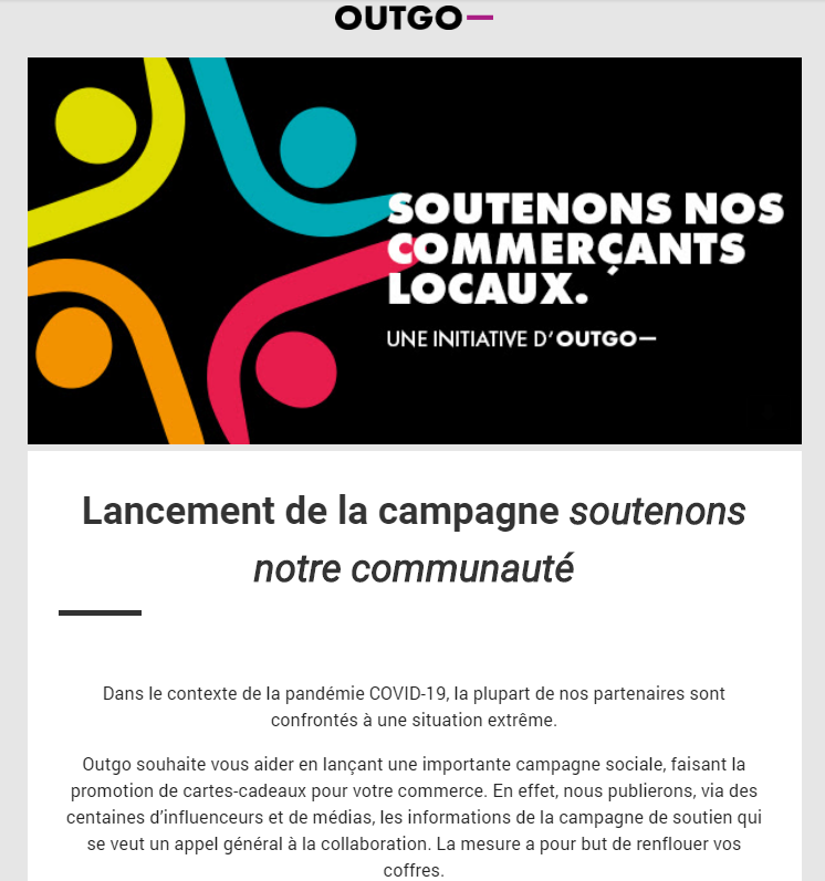 Outgo - Campagne "Soutenons nos commerçants locaux"