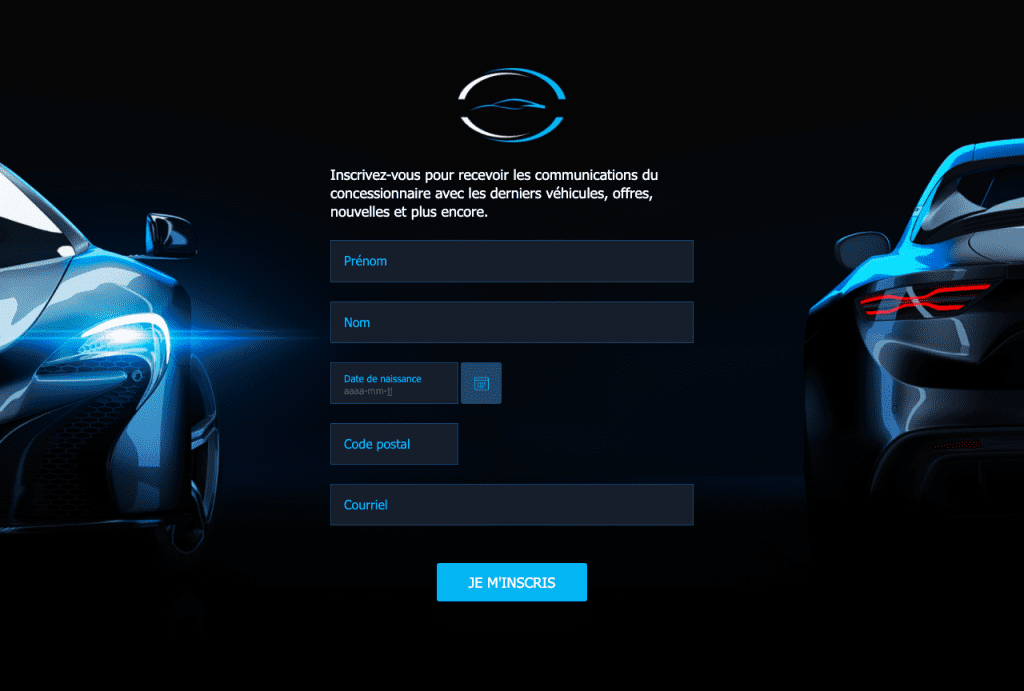 Formulaire - design voiture
