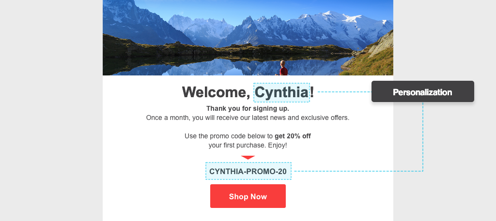 Examples of e-mail personalization - coupon