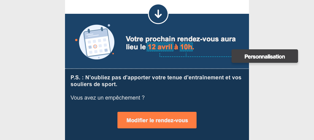 Exemple de personnalisation - rendez-vous