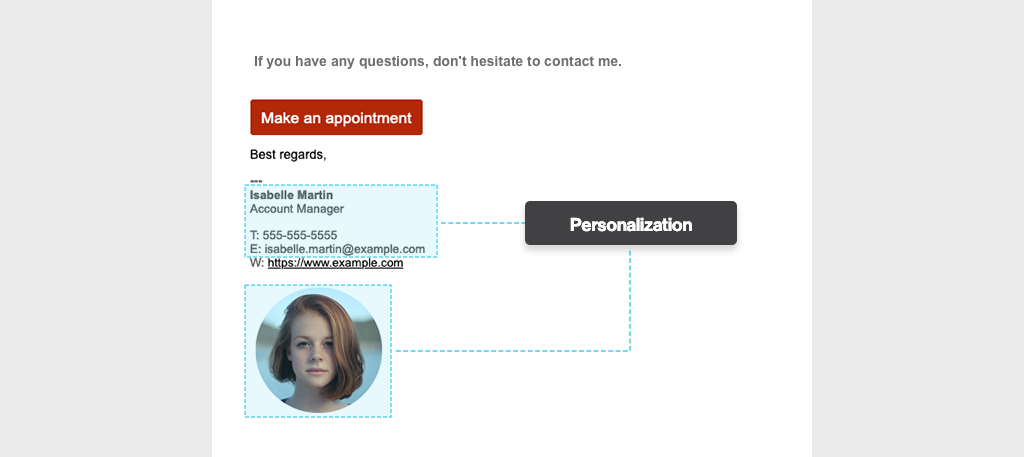 Examples of e-mail personalization - appointment