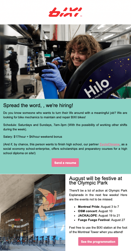 Recruiting-newsletter-Bixi-example