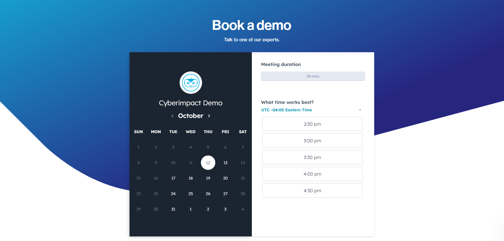 Book a demo with an expert