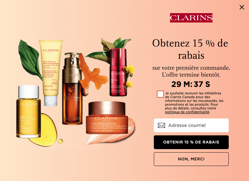 Rabais-abonnant-infolettre-exemple-Clarins