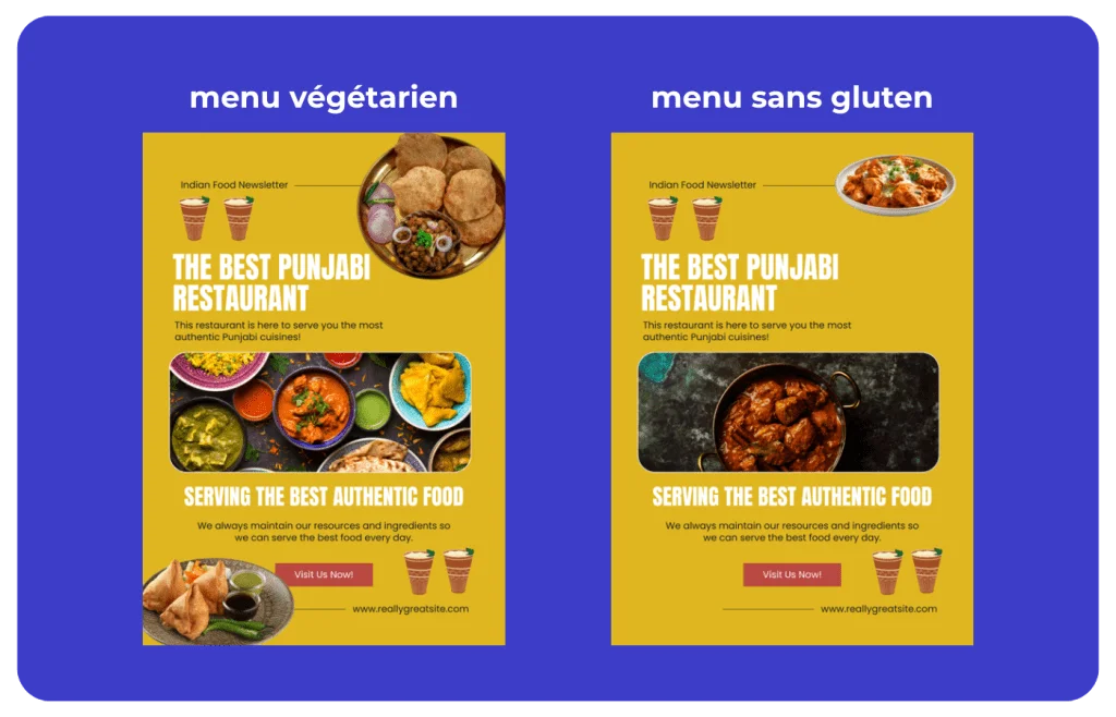 Exemple de segmentation de l'audience pour les restaurants avec le contenu dynamique