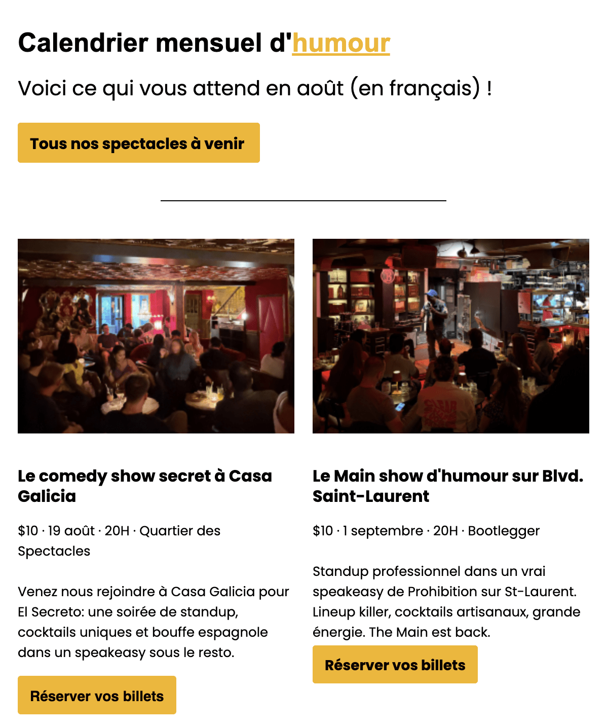 spectacles d'humour